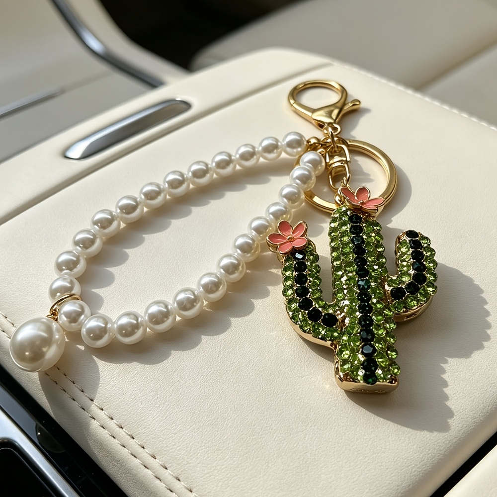 TEMU 1 porte-clés cactus en métal - Porte-clés de voiture, accessoire de sac pour femmes, cadeau de Noël