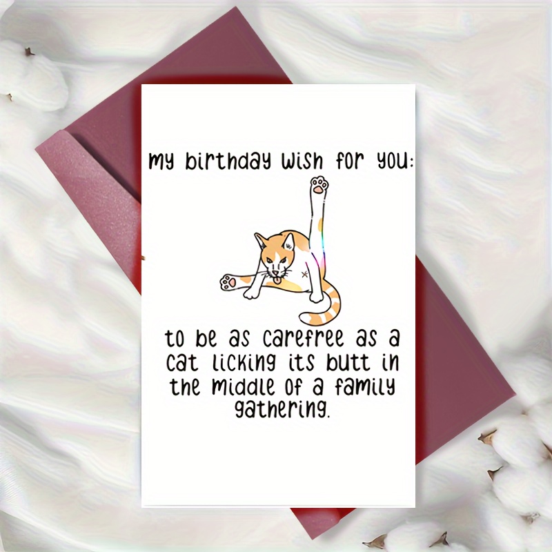 1pc Cartolina Di Compleanno Divertente Con Gatti Carina Cartolina