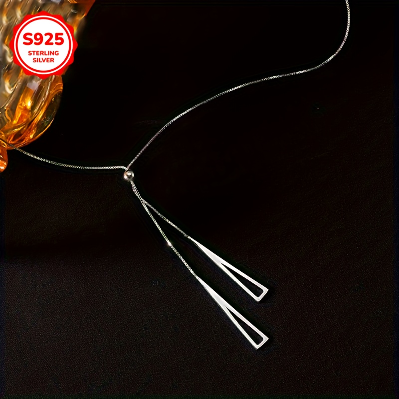 925 Silver Y Necklace Geometric Lightweight Daily Wear