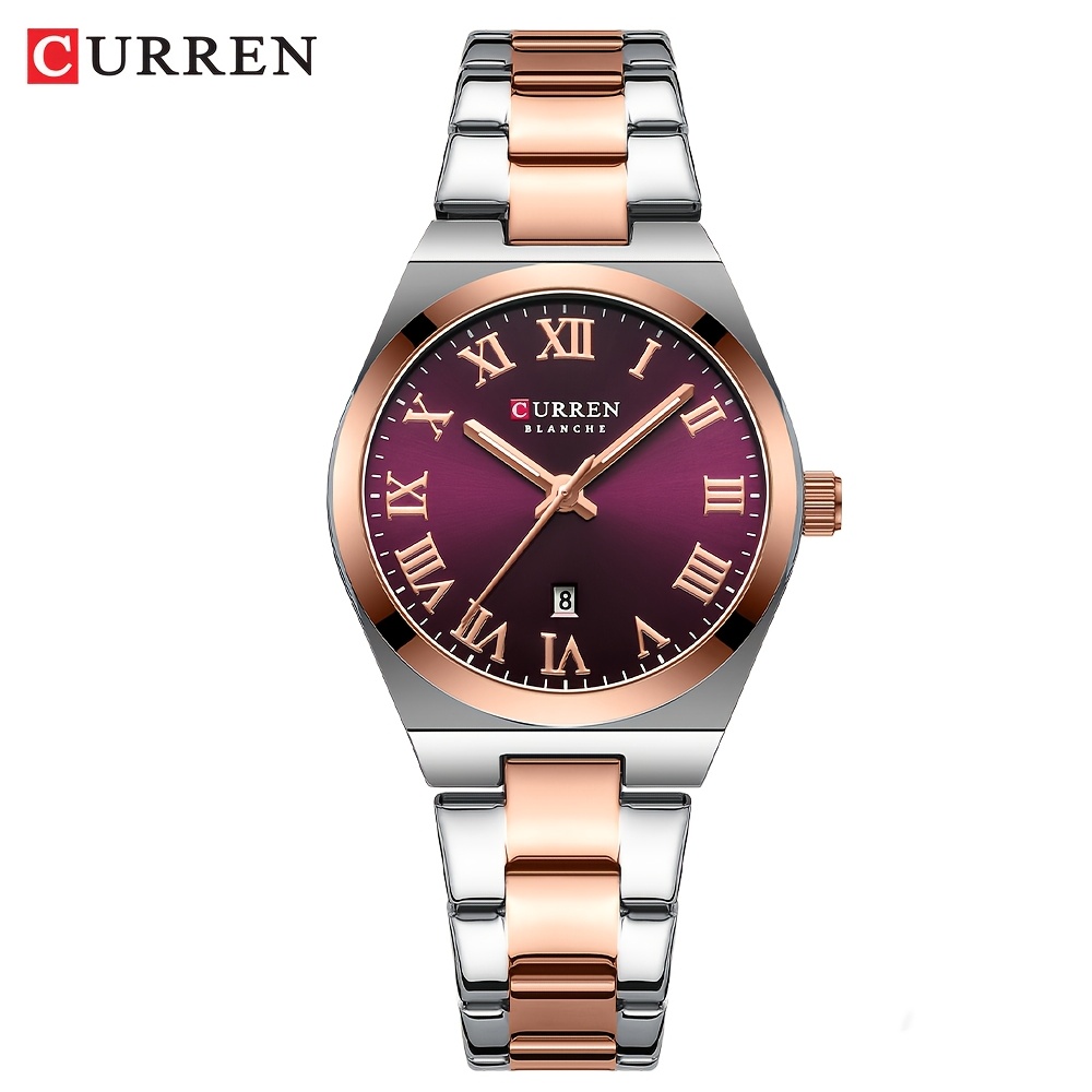 Image of Curren Women' Steel Watch With Water Ipx8, Minimalist Round Wristwatch Suitable For Swimming, & Daily Use - Quartz Movement, Calendar & Display, Elegant Watch For