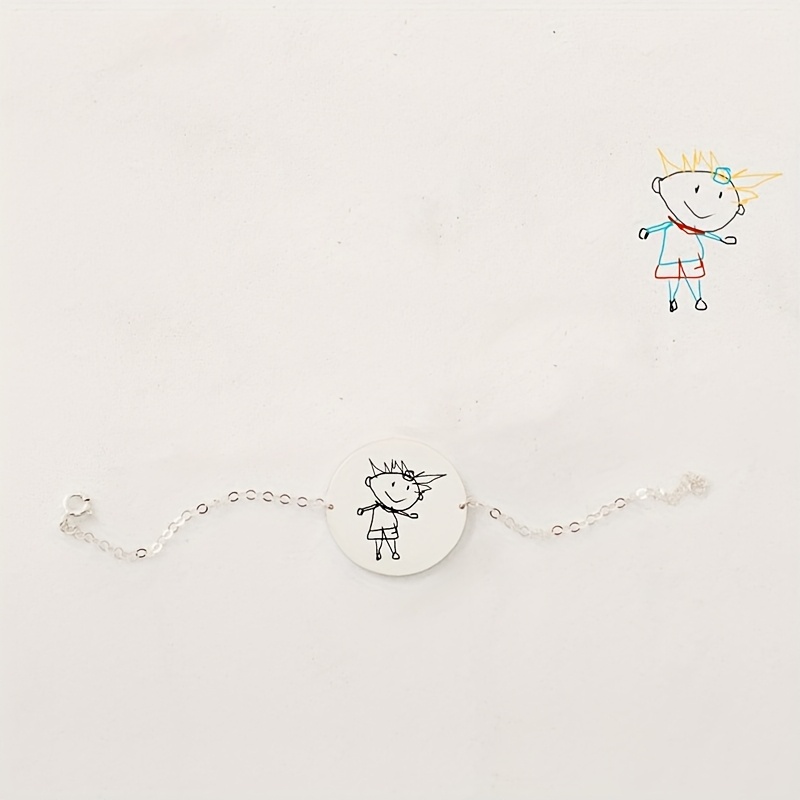 TEMU [personalized] Custom Hand-painted Signature Women's Fashion Bracelet, Custom Text And Picture Women's Bracelet, 18k Golden Plated Stainless