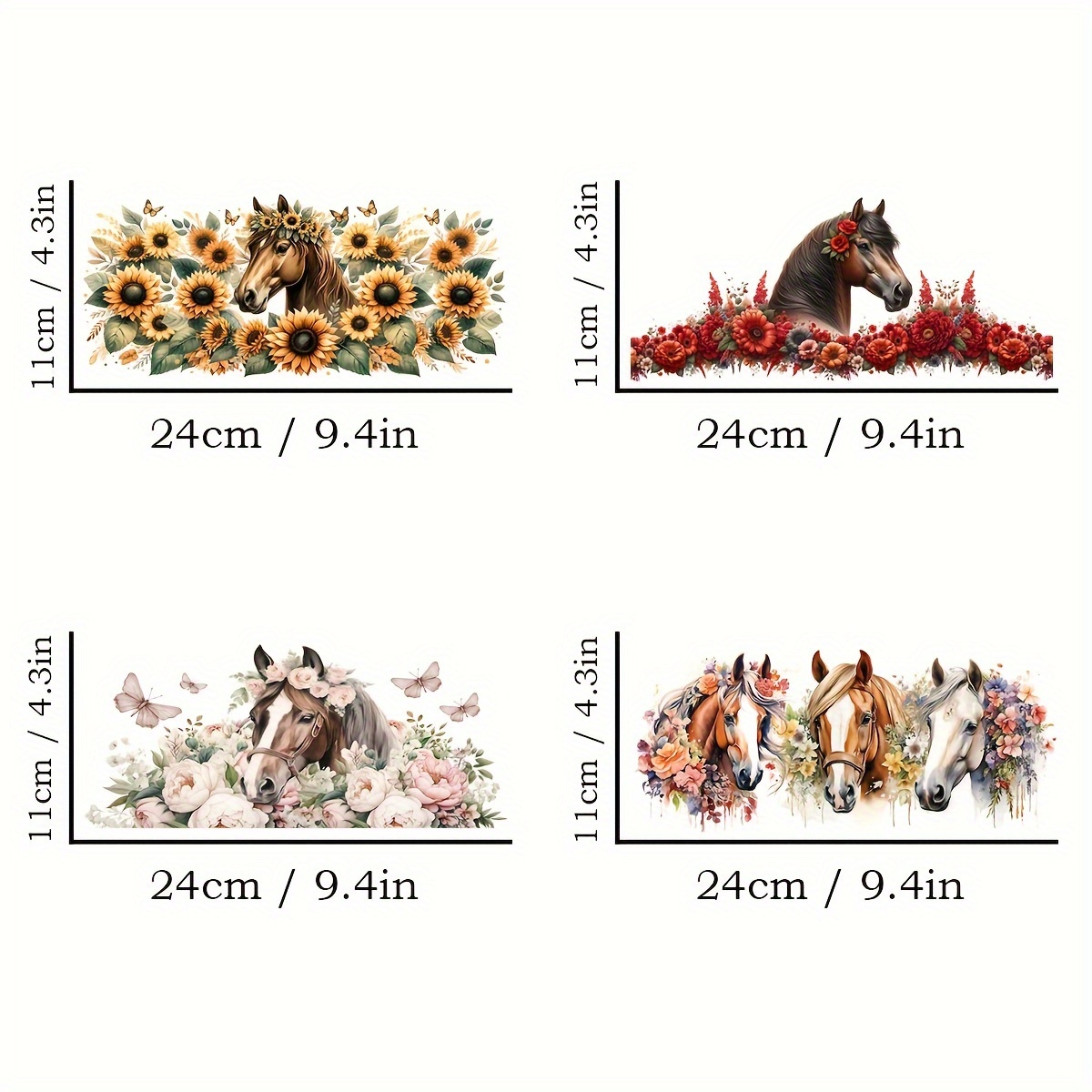 Image of 4pcs High- Floral Animal Design Uv Dtf Transfer Paper For 16oz Glass Cups, Adhesive, Diy Wrap, Easy To Apply - Perfect For Glassware And Bottles