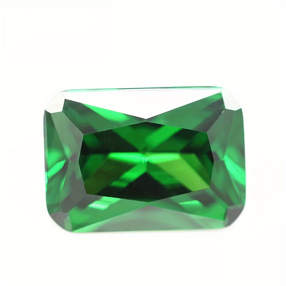 Hand Cut Round Lab Grown Synthetic Emerald Ring