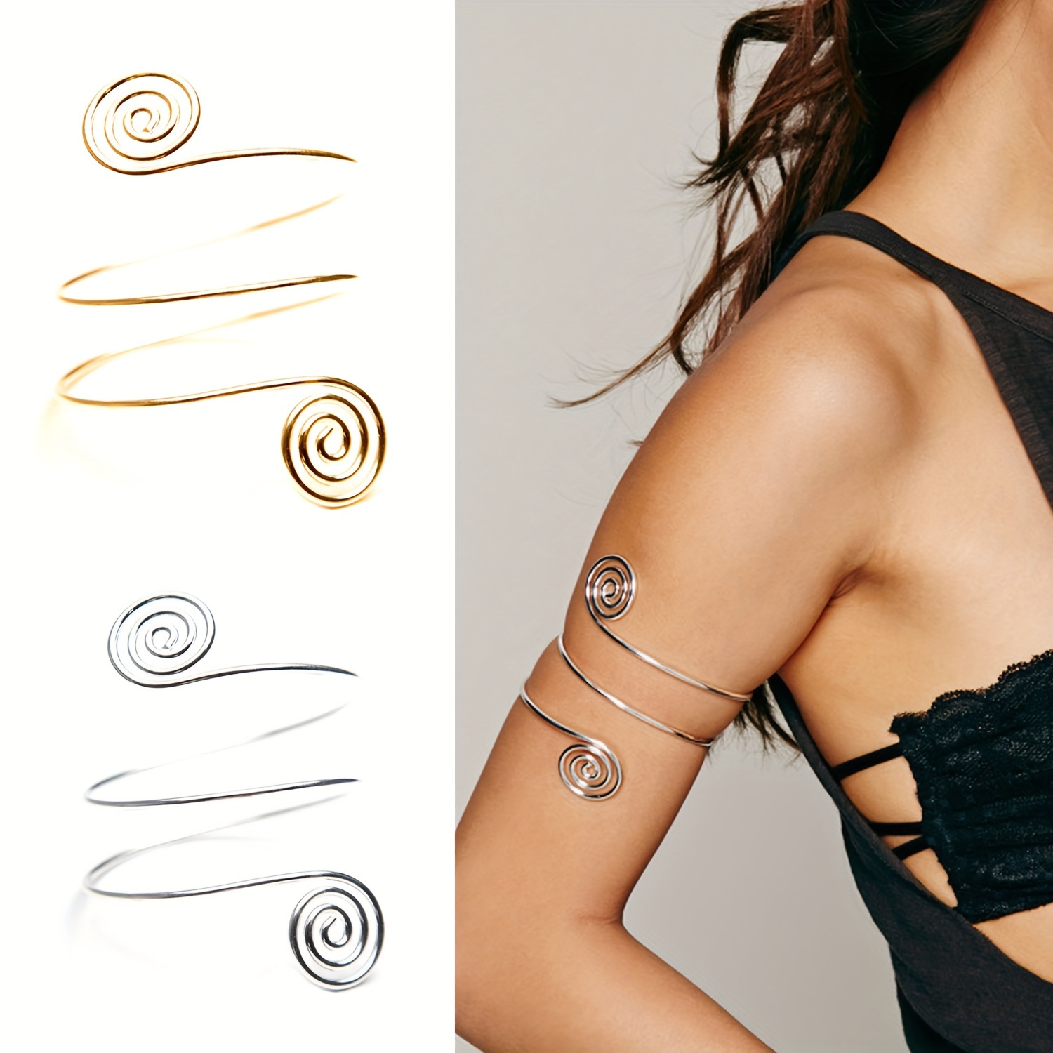 Layer Wrapped Arm Bracelet Adjustable Open Arm Bracelet