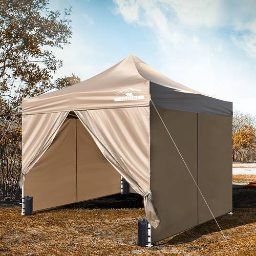 10x10ft up canopy tent with wind waterproof commercial wedding party tents heavy duty outdoor sun shade for events parties camping silver coated top upf 50 4 weight bags beige