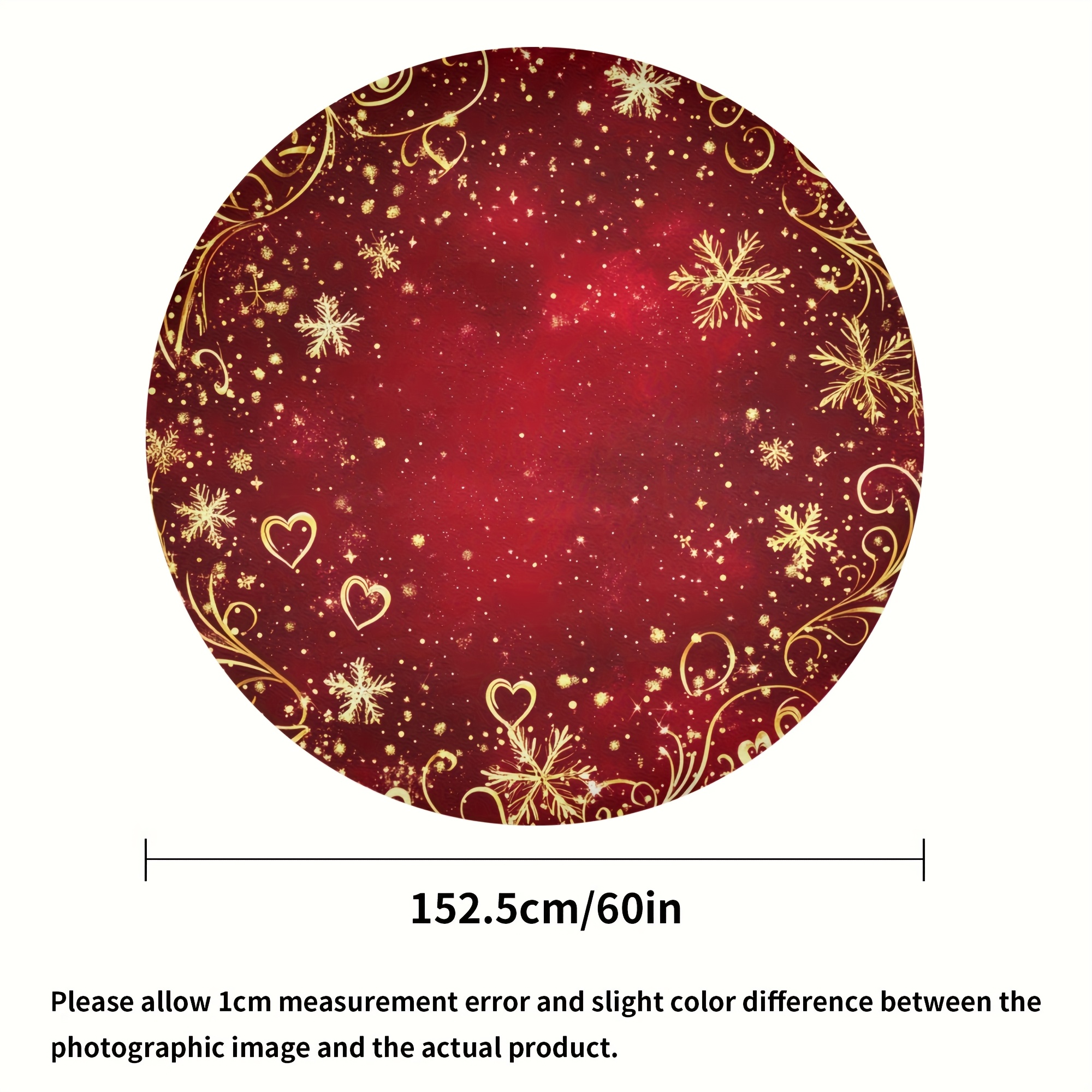TEMU 1pc, Red Garland And Snowflake Tablecloth - 60 Inches Round, Perfect For Christmas And Restaurant Decorations, Perfect For Party Banquets