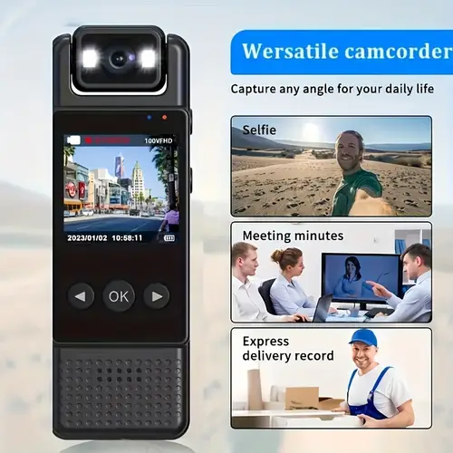 2025 professional fhd night dv camera with audio and video recording 1080p small wearable body cam with 5 12 hrs 1 screen 180 rotating for daily use no sd card