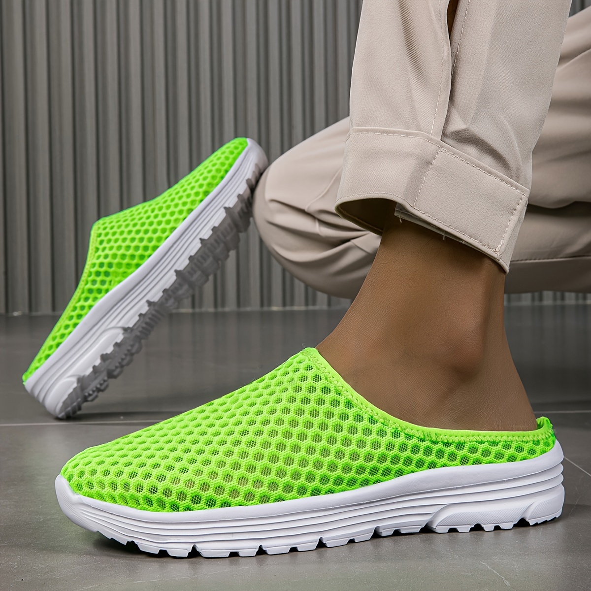 Summer Breathable Half Casual Shoes, Lightweight Slip-On Design