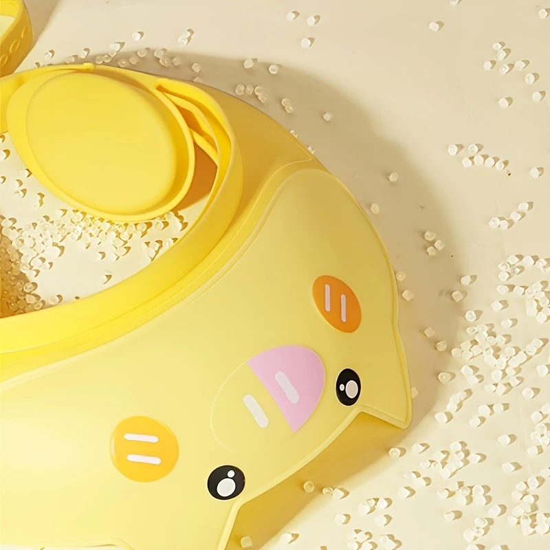 adjustable baby shower cap with ear protection cute cartoon design light yellow options details 5