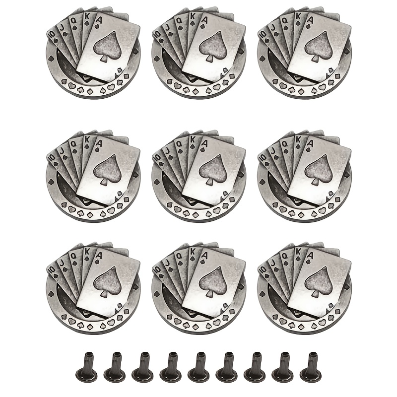 TEMU 9 Uniquely Designed Rivets Per Pack, Vintage Rivets, Friend Rivets, Leather Craft Accessories, Suitable For Leather Goods, Bags, Belts,