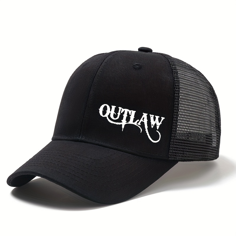 TEMU A High-quality Printed "outlaw" Letter Baseball , Adjustable Size For Men And Women, Outdoor Sun-protective And Breathable Sun Hat, The For Holiday Gifts, A Casual Hip-hop Hat For Street Parties