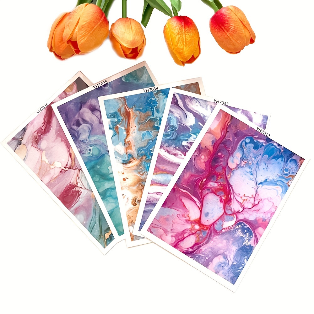 TEMU Polymer Clay Water Transfer Flower Marble Transfer For Polymer Clay, Paper For Polymer Clay Jewelry Earring Making Stickers