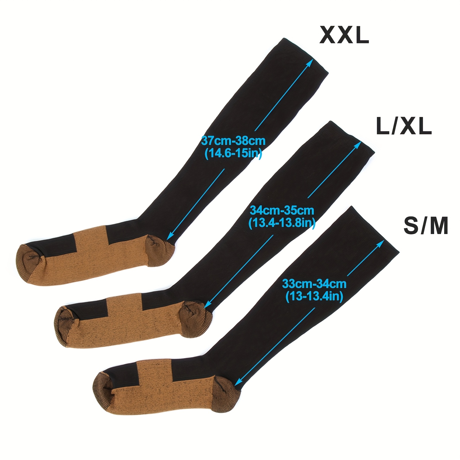 10 Pairs Copper Compression Socks | Knee High Socks For Daily, Travel, Running, Climbing, Hiking & Sport | For Circulation - (black)