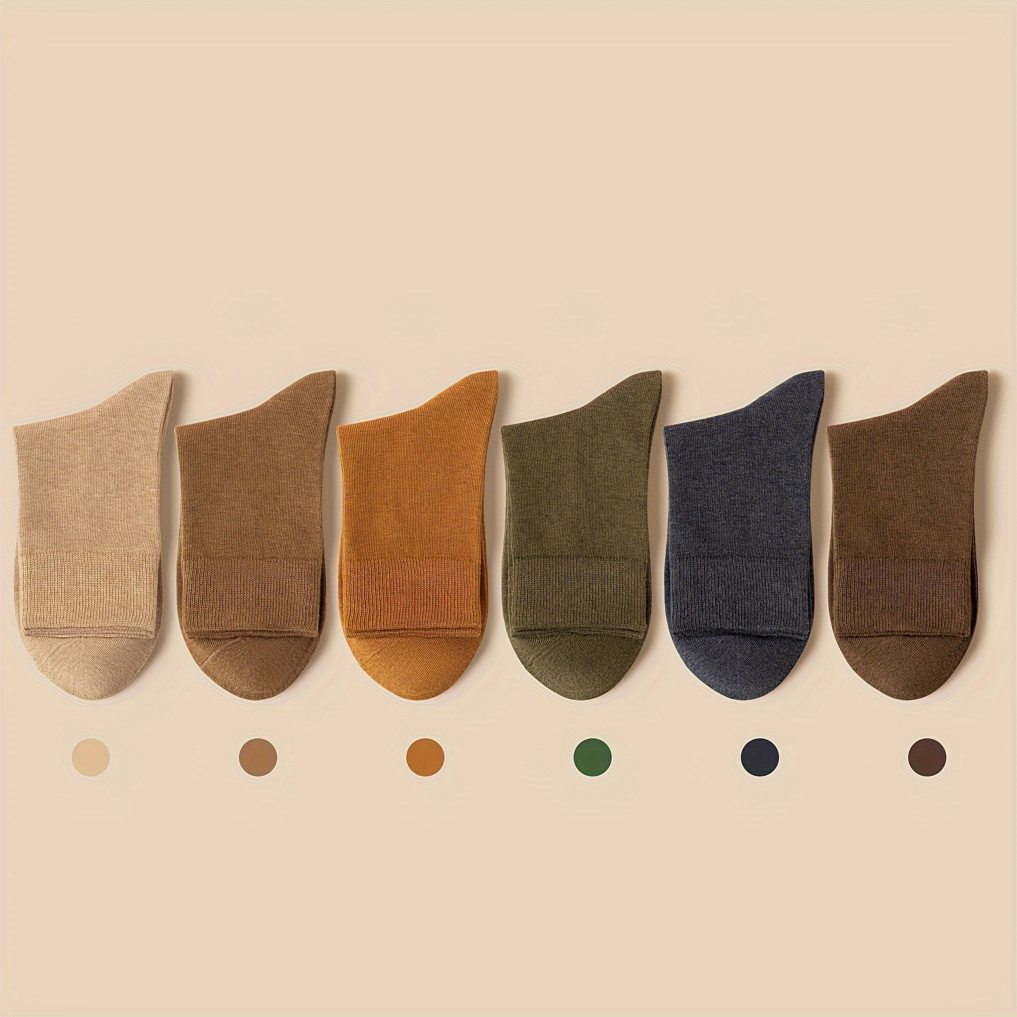 6-pair Men's Mid-calf Socks, Autumn/winter Solid Color Casual Versatile Business Cotton Mid-calf Socks
