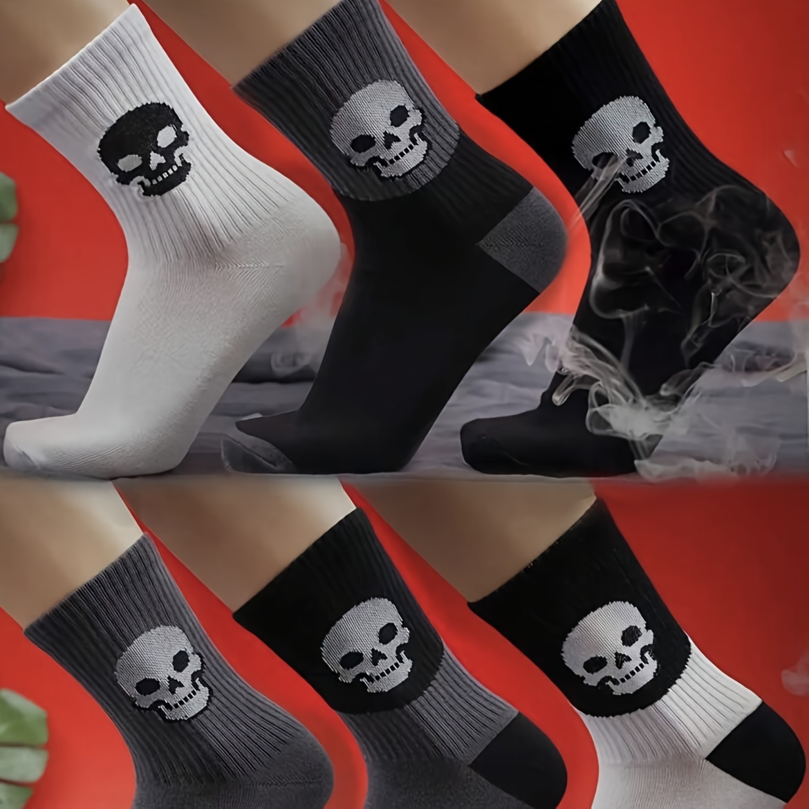 

6 options de couleurs : Chaussettes pour hommes avec motif imprimé tête de , chaussettes automne/hiver, confortables et respirantes pour un , adaptées à toutes les .