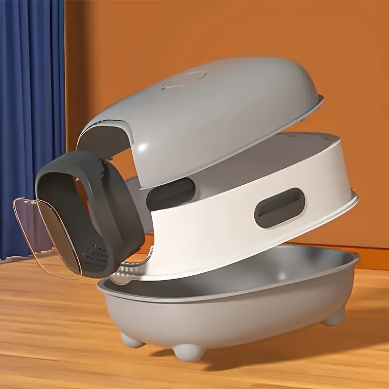 Litieră spațioasă pentru pisici, concepută pentru a preveni stropirea, complet acoperită, anti-miros, potrivită atât pentru pisici mari, cât și pentru pisici mici, cu o capacitate de 15Kg