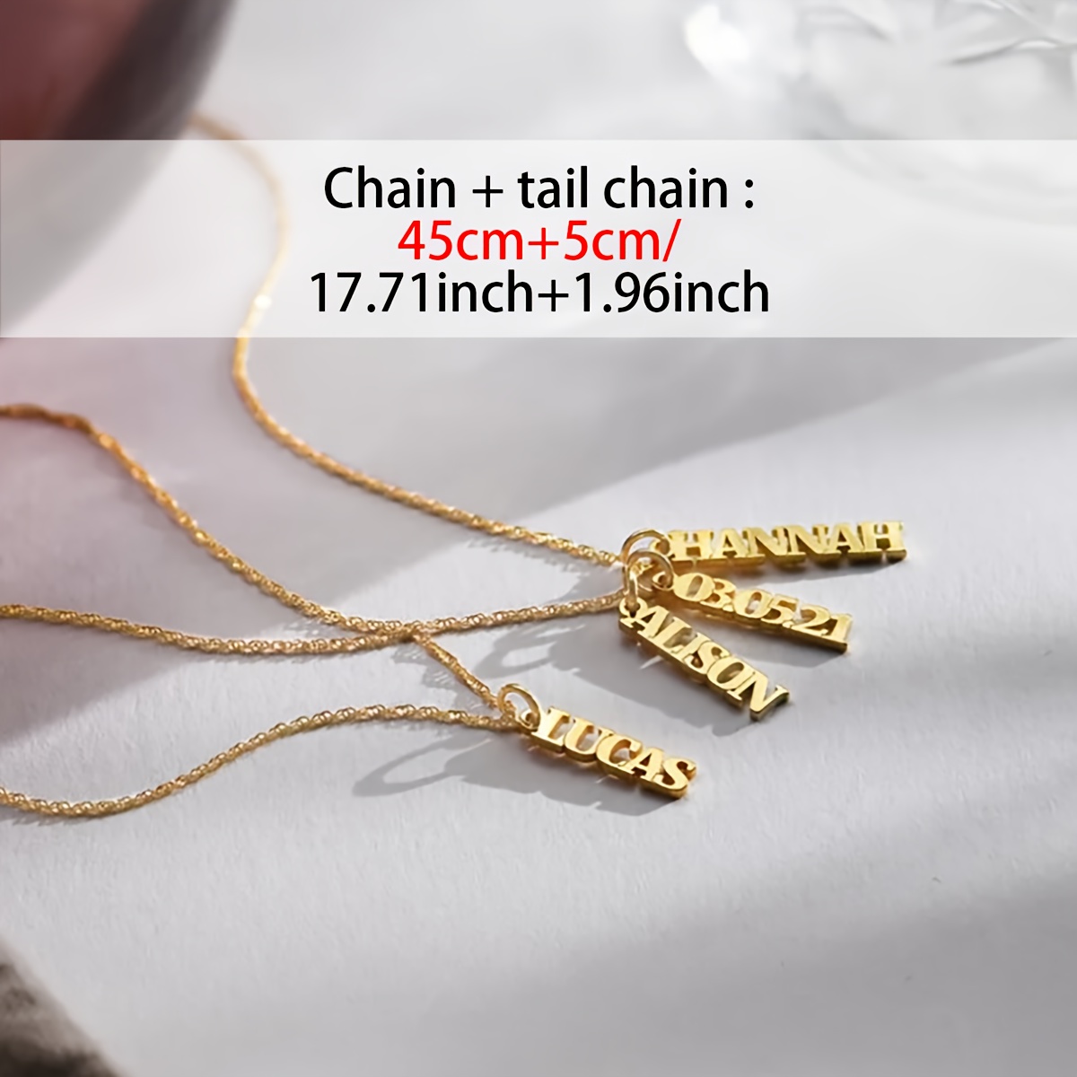 Personalized Vertical Name Necklace with Water Ripple Chain