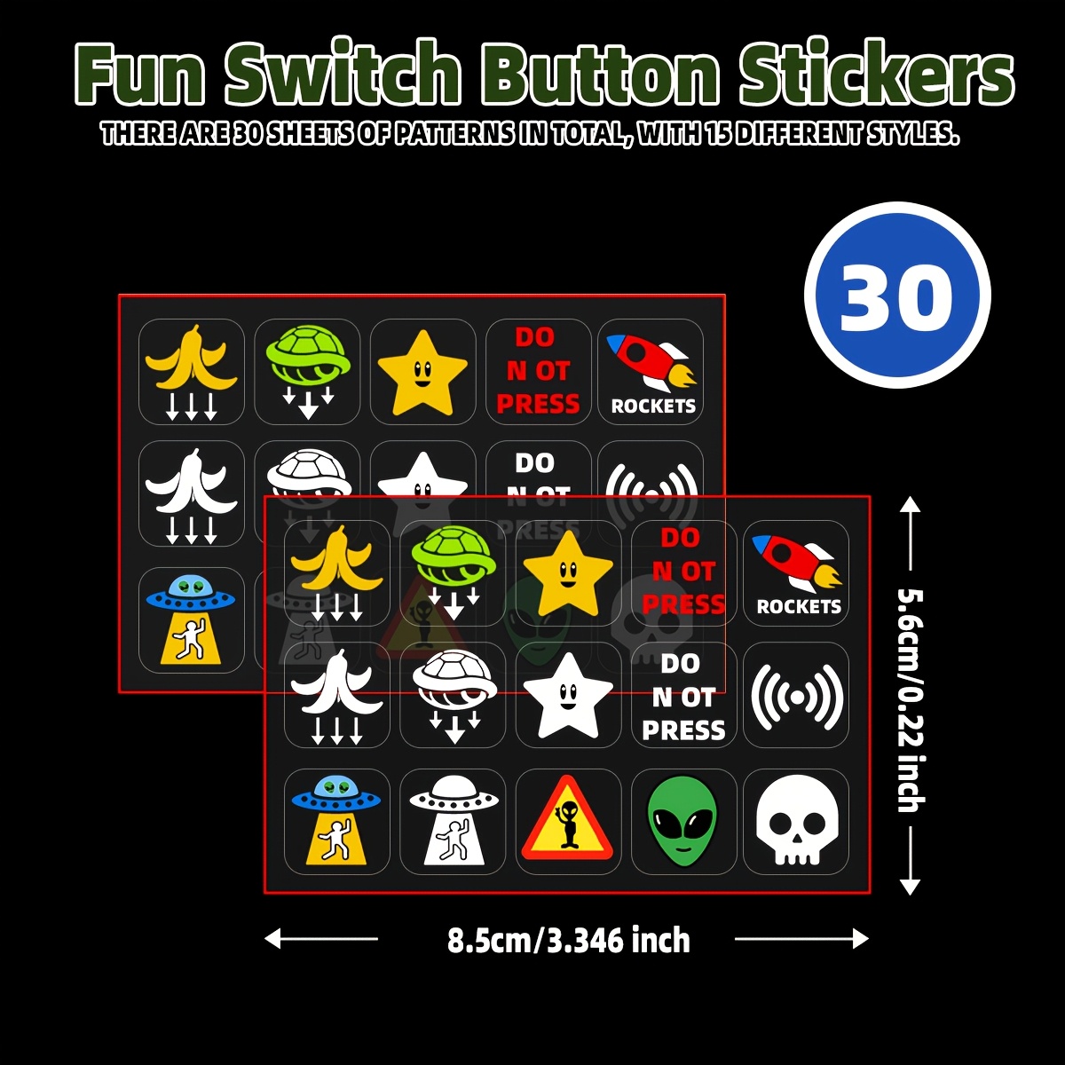 A Set Of 30 Humorous Car Stickers, Featuring / Cartoon Designs, Suitable For Blank Button/rectangular Vehicle Control Panel Decoration/car Dashboard Button Decals On All Vehicles