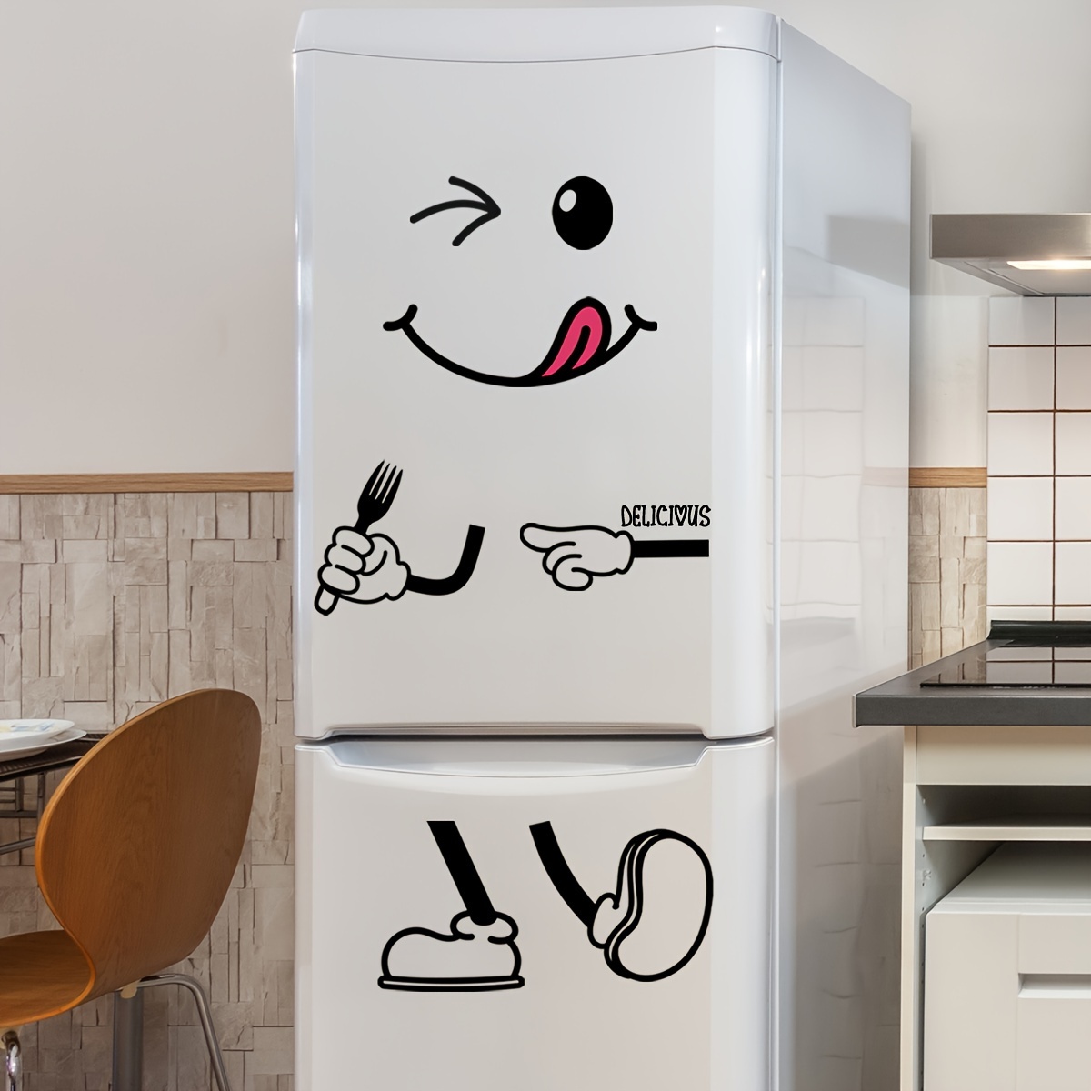 Image of 1pc, Fridge Decals, Self-adhesive Stickers, Refrigerator Decor Sticker, Suitable For Bedroom, Living Room, And Kitchen - Fun And Easy Wall Art Decorations