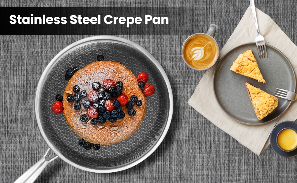 versatile kitchen easy clean nonstick crepe pan with ergonomic handle 10 stainless steel   for pancakes   more induction compatible dishwasher safe details 4