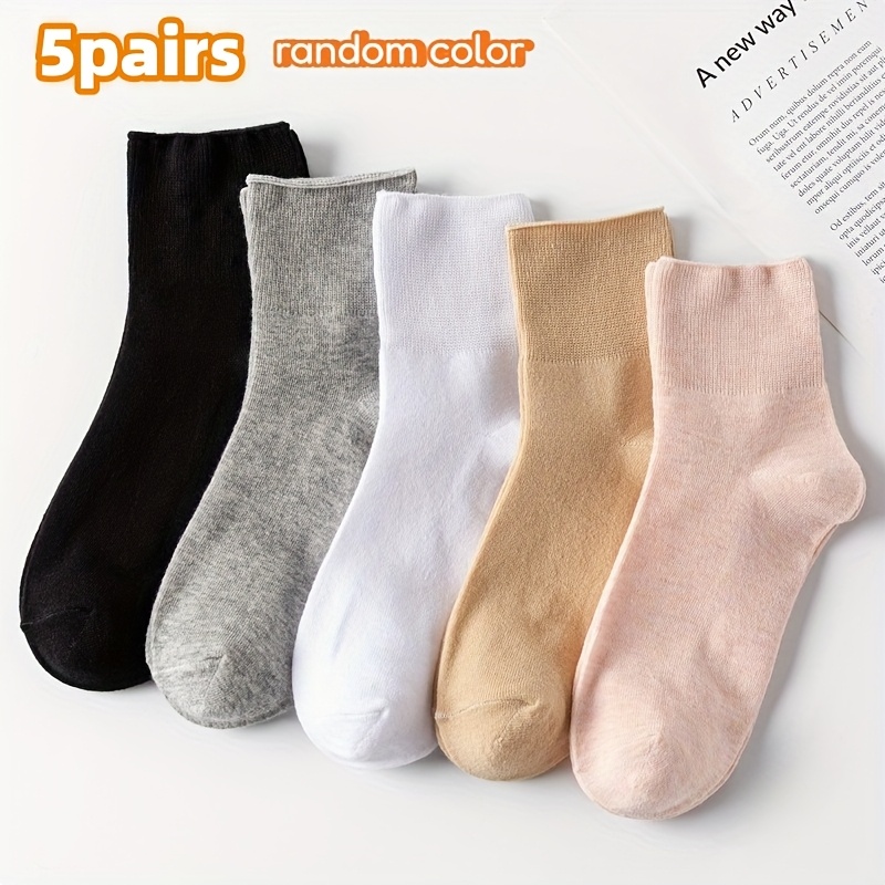 5 Pairs Women's Plus Size Anti-slip Socks Random Color - Loose Fit, Senior-friendly, Ankle Support - Casual And Special Occasion Gift (), Comfortable Footwear, Seamless Design, Durable Stitching