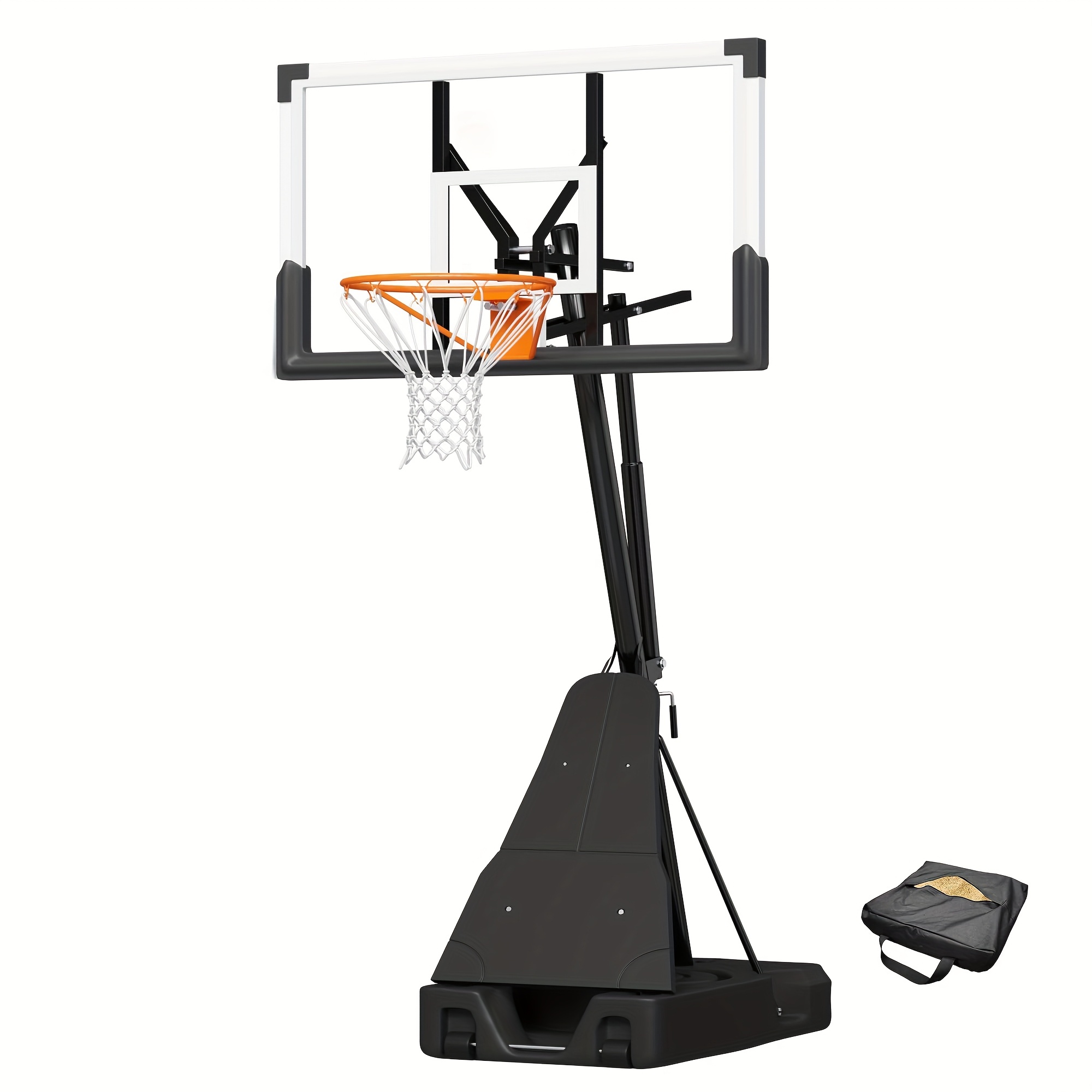 Outdoor Basketball Hoop with 44-Inch Shatterproof Backboard, 5.25-10FT Height Portable Basketball Hoop with Sandbag, Adjustable Basketball Goal System