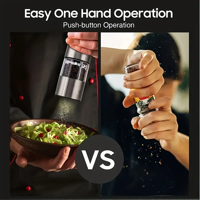 electric pepper and salt grinder set adjustable coarseness with led hand automatic operation stainless steel 2pcs Product details 6