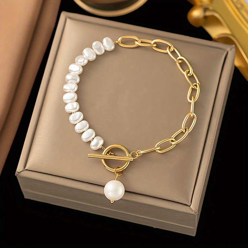 

1 Piece Of Women's Freshwater Pearl Bracelet With A Simple And Fashionable Style, For In Summer