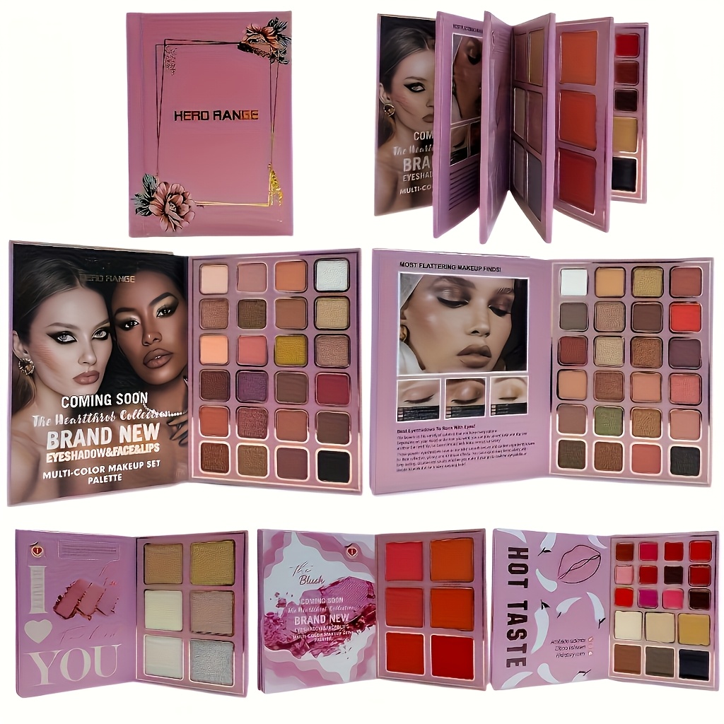 TEMU All In 1 5 Layer Folding Makeup Palette, Full Face Cosmetic Set With Eyeshadow Blush Highlighter Contour Lipstick, Matte & Shimmer Long Lasting