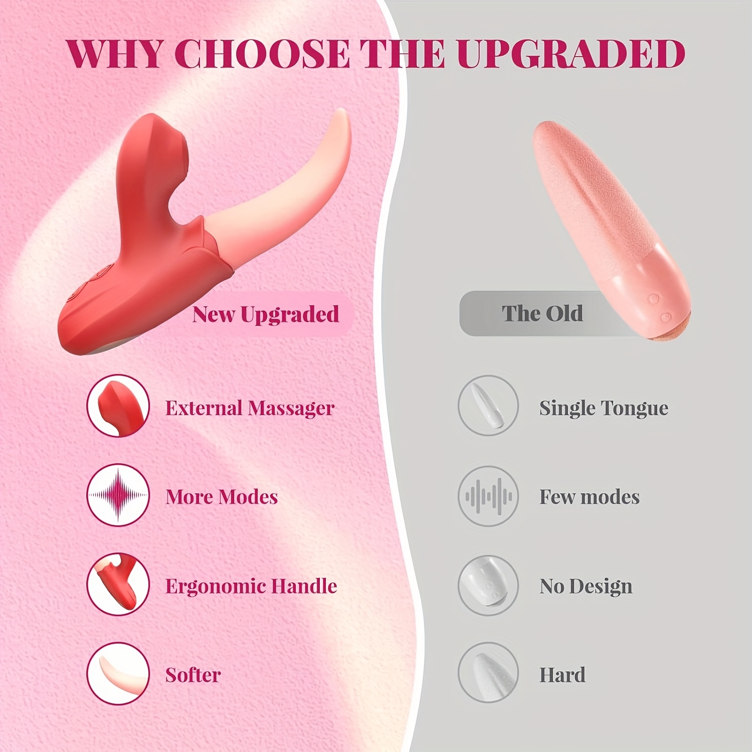 . flexibles simulationszunge,   sinnliches klitoris- und g-punkt-vibrations-sexspielzeug - 10 saugen- und leckenmodi, brustwarzenstimulation, usb-aufladbar -   sexspielzeug Produktdetails 4