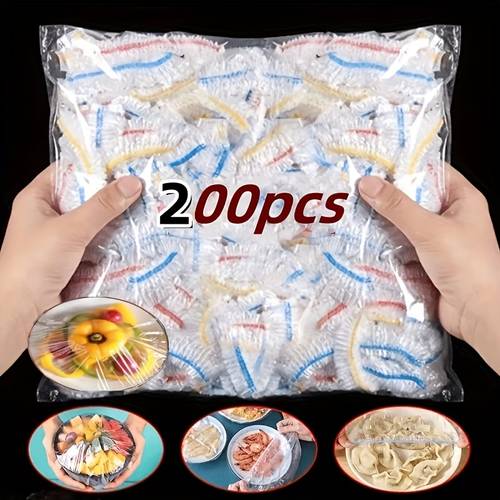 poza articolului 200 buc. folie alimentară de unică folosință, rezistentă, de calitate alimentară - folie albastră și roșie, elastică, etanșă, rezistentă la , potrivită pentru bucătărie, petreceri, călătorii, boluri, farfurii, fructe și legume (200 buc.), articole de bucătărie pentru rv, material de calitate alimentară, articole pentru petreceri