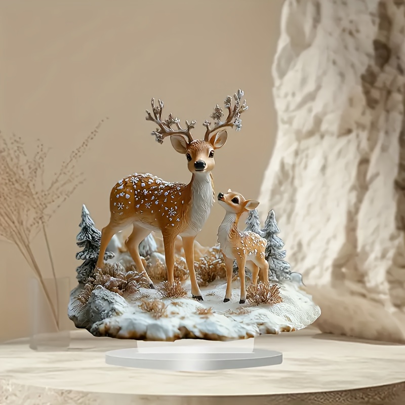 

A 2d Printed Bohemian Style Deer Family, Animal-themed Desktop Decoration, Multifunctional Animal Figurine, Suitable For Home, Office, Bookstore - The Gift.