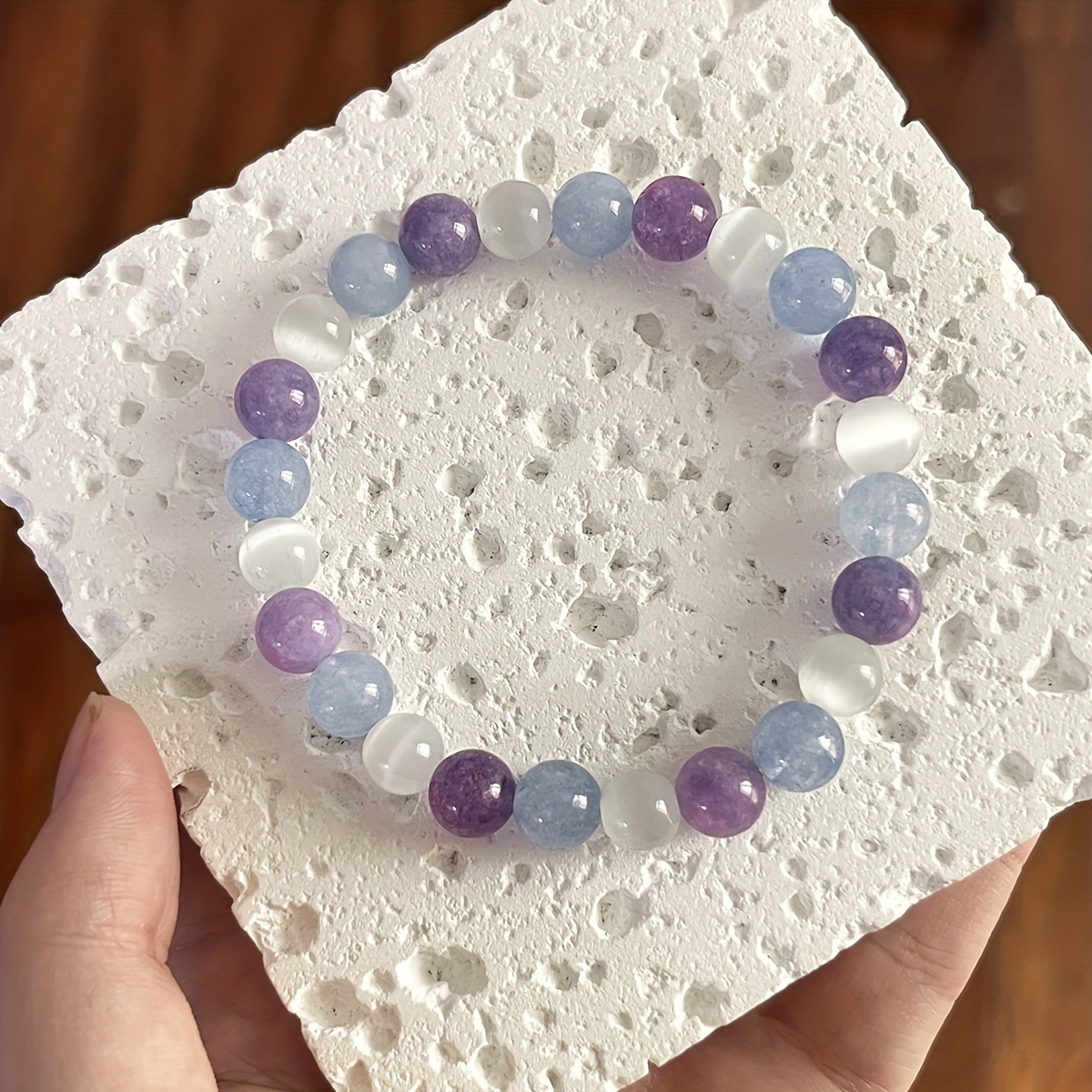 Image of Bracelet 8mm Amethyst, Stone Handmade Beaded Bracelet Jewelry Natural Stone Jewelry Bohemian Exquisite Women's Fashion Jewelry Additions Gorgeous Crystal Holiday Gift For Lovers