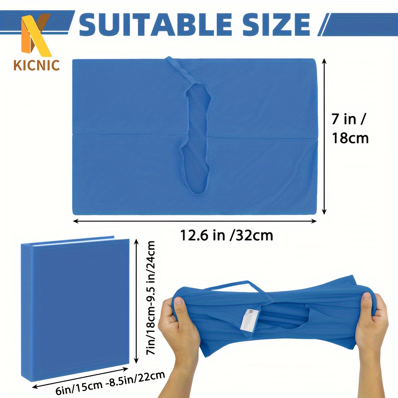 

Kicnic Stretchable Book Covers - Reusable Protective Sleeves For Hardcover Books, Fits 6"x9" Or 9"x11" Textbooks, Polyester