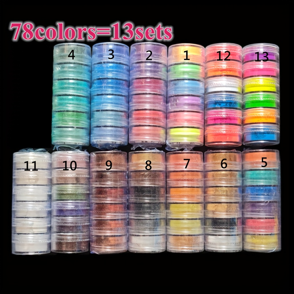 Image of 78colors Mica Powder Pearlescent Colorants Set For Dyeing, Coloring Crafts, Epoxy Resin, Candle, Jewelry Making Dye Glitter Powder