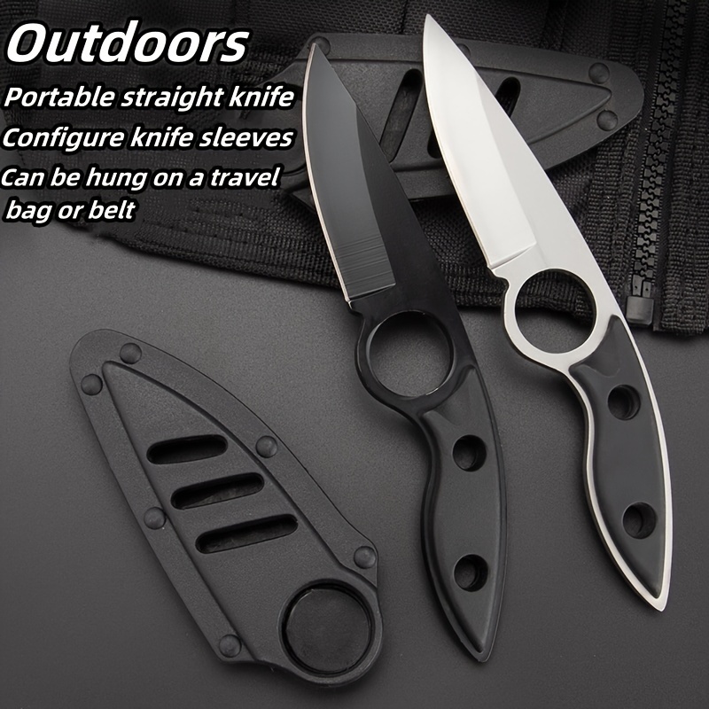 

Outdoor Small Straight Knife With Protective Cover Made Of Stainless Steel Material For Easy Carrying, Suitable For Outdoor Camping, Barbecue, Fishing And Other Activities