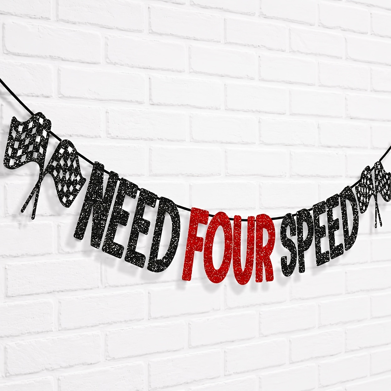 TEMU 1pc Need 4 Speed Banner Race Car 4th Birthday Party 4th Birthday Party Decorations Race Car Banner Party Decoration