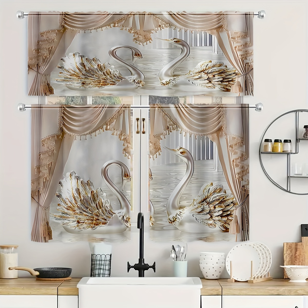 

Layered Curtain Set 3d , Polyester - Panels For , , , , - Includes Multiple For Hanging