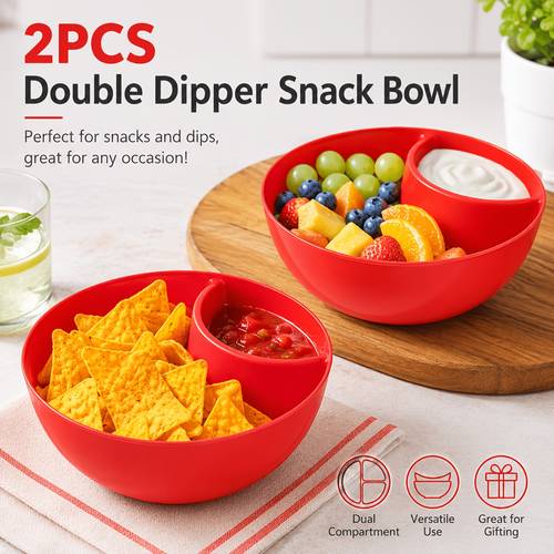 imagen del artículo juego de 2 cuencos escalonados para con compartimentos , bandeja de . adecuados para fritas, salsa, frutas, verduras, , y aperitivos. cuencos para noches , picnics, días de , reuniones familiares y fiestas de snacks