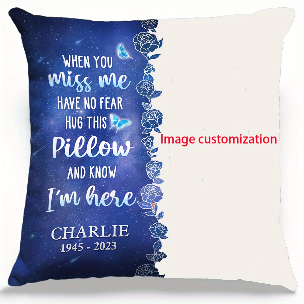 

1pc Customizable Short Plush Pillowcase With 18x18 Inch, Short Plush Single Side Print Ideal Personalized Commemorative Pillowcases As Gifts For Lost Loved Ones - Commemorative Gifts, Mourning Gifts