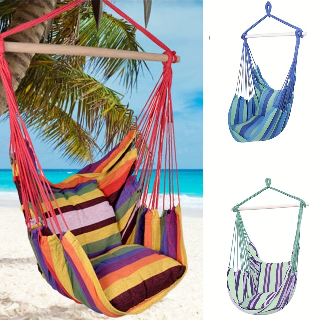 

Home Hammock, Home Hanging Swing, Chair Hanging Rope, Unique Striped Pattern Cotton Canvas Hanging Rope Chair, Indoor Hammock Hanging Garden Chair