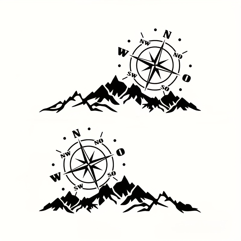 2pcs Unique Compass Car Sticker Pattern, Design Sticker For Suv Van Decoration