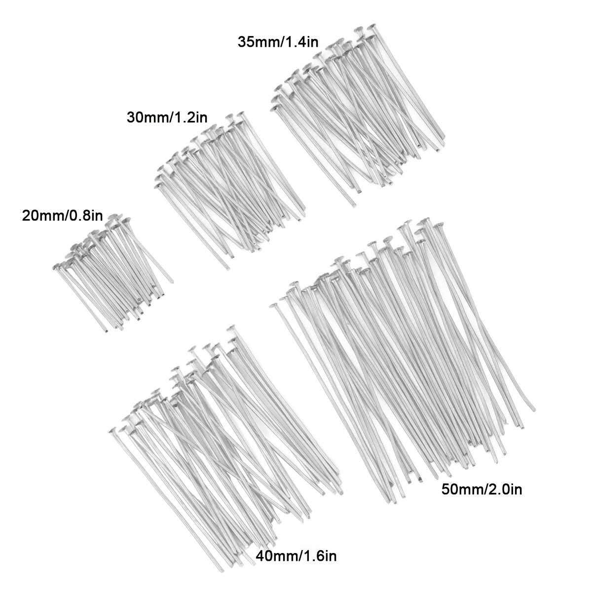 450pcs Pins T Pins, /35/40/50mm, & Cuttable Alloy Needles For Making, Bracelets, Necklaces, Earrings Craft Supplies