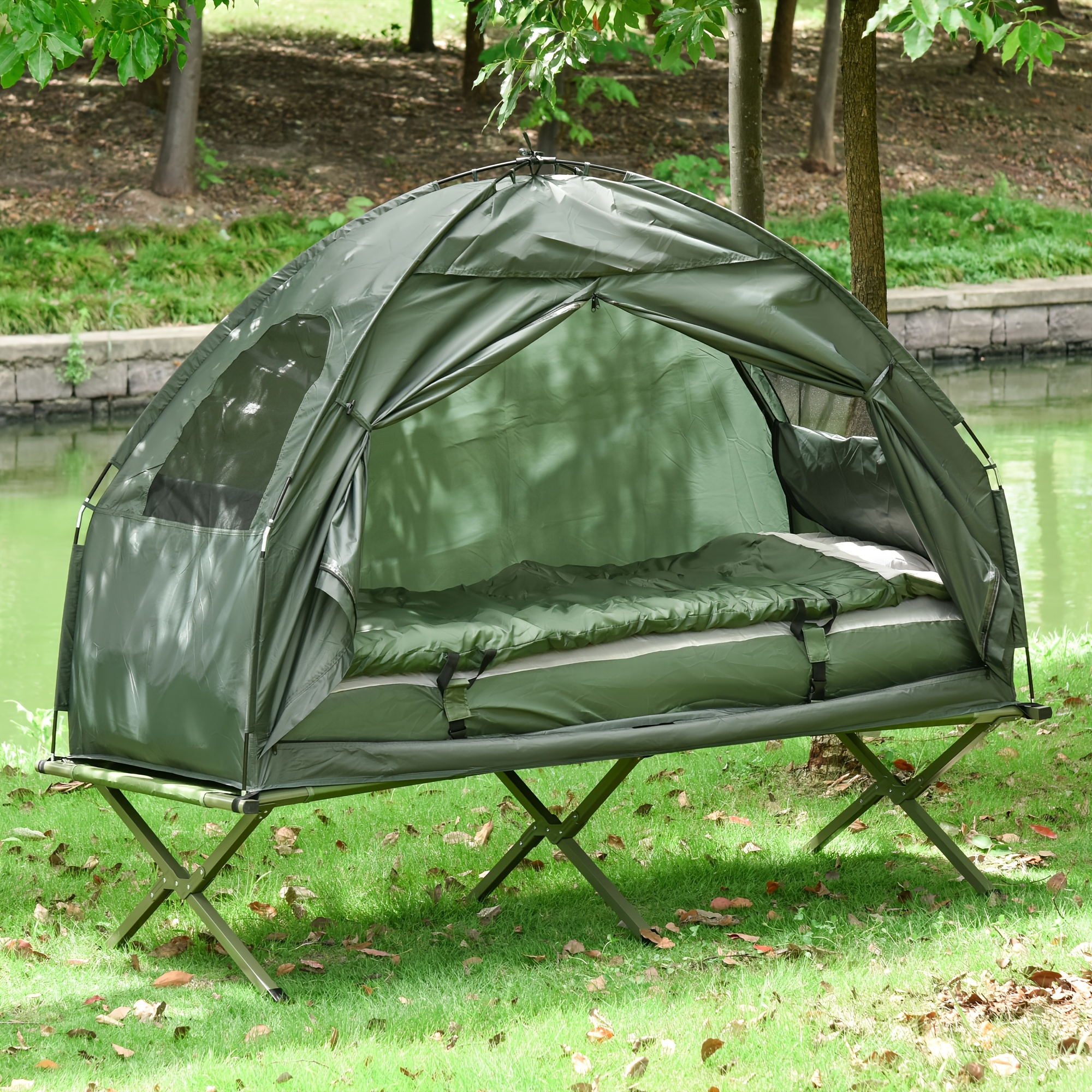 vier-in-  outdoor-camping-set mit zelt, schlafsack, matratze, faltbar,  ,   für abenteuer im freien