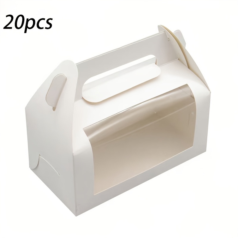 TEMU 10/20pcs Party Gift Boxes White Windowed Carry Handle Gift Boxes, Blank Foldable Paper Boxes, Portable Packaging Boxes For Holiday Favors,