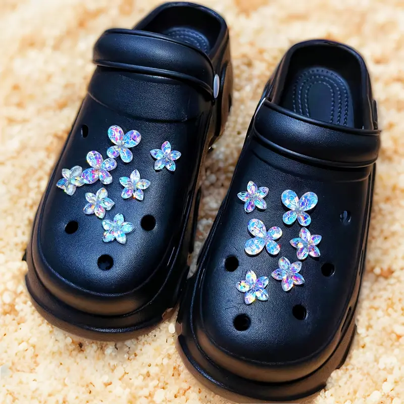 tira de 14 piezas de charms de zapatos de flor para zapatillas, zapatos de jardín, sandalias y zapatillas - plástico resistente, resina, fáciles de usar - accesorios de regalo de decorativos para fiestas detalles 9