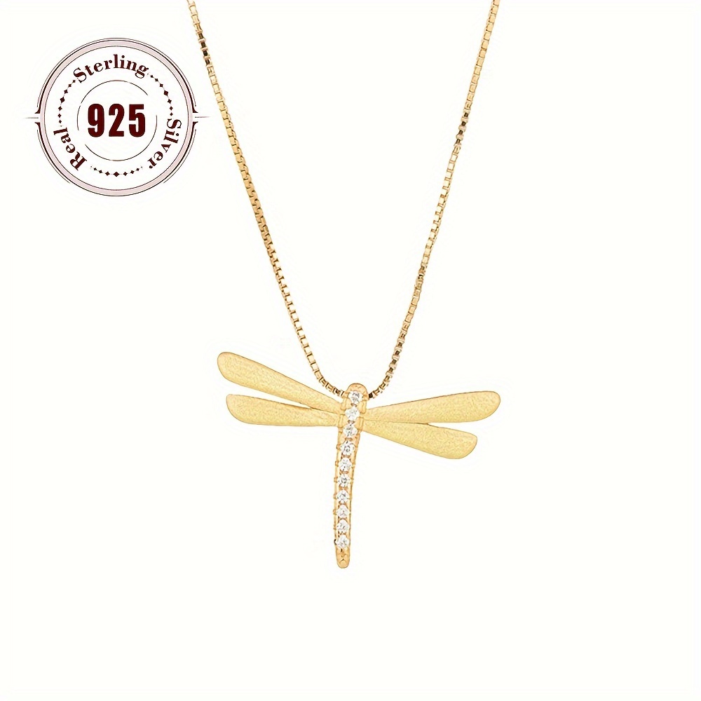 

1pc 925 Pure Silvery - Dragonfly Clavicle Chain Necklace, Suitable For Daily Matching, About 2.1g