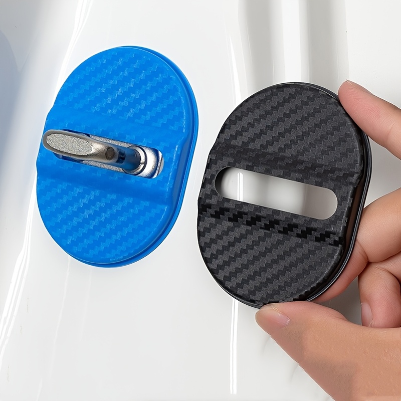 

Car Door Lock Protector - Rust-proof Plastic Cover With , Blue & Fiber Design For Home And Garage Organization, Accessory | Sleek Door Cover | Lock Design