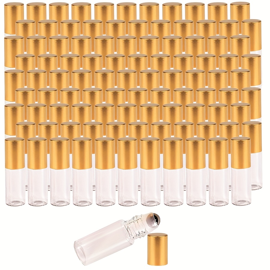 E-shop 5 ml - 100 Stück Ätherische Öl Roller Flaschen, Leere Nachfüllbare Klare Glas Flaschen, Glas Ätherische Öl Flaschen, Leere Flasche mit Edelstahl