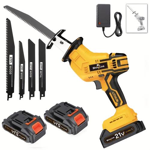item picture newly cordless reciprocating saw with led light safety lock multi purpose cutting tool 1 batteries replaceable tool box ideal gift for for fathers day